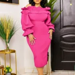 Off Shoulder Long Sleeve Dress Elegant Fit Plus Size Autumn Style Wholesale Womens Fashion Appar