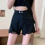 网红牛仔短裤女2023夏季新款破洞阔腿裤高腰a字超热裤宽松裤子潮