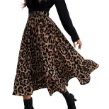 Leopard Print A Line Midi Skirt Slim Fit Elegant Style Womens Fashion Perfect for Casual or Offi