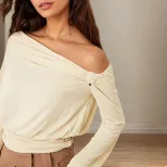 Womens Short Sleeve One Shoulder Top Elegant Design Ruffled Waist Perfect for Spring Summer Idea