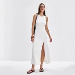 Long Knit Sweater Dress Elegant Versatile Bodycon Split Hem Autumn Winter Fashion Wholesale Avai