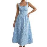 Floral A Line Dress Sweet and Fresh Design Sleeveless Waist Defined Summer Style Wholesale Avail