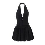 Sexy Deep V Neck Halter Top and Tulip Skirt Set Autumn Collection Chic Casual Wear for Women Who
