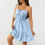 Elegant Sleeveless A Line Dress High Waist Pleated Design Summer Style Perfect for Casual or For