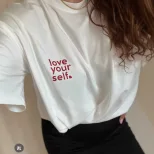 Womens Cotton T Shirt Casual Loose Fit Round Neck Summer Essential Letter Print Wholesale Availa