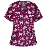 Womens Printed V Neck Short Sleeve T Shirt Casual Style Pocket Detail Comfortable Fabric Perfect