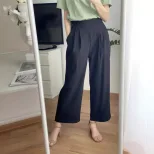 High Waisted Wide Leg Trousers Spring Collection Casual Style Flared Design Versatile for Everyd