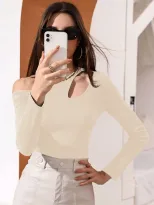 Womens Long Sleeve T Shirt Sexy Hollow Out Waist Defining Casual Style Autumn Winter Collection