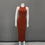 Womens Fashion Sleeveless Bodycon Dress Round Neck Elegant Fit Color Block Design Perfect for Pa