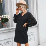 Black Long Sleeve Loose Dress Elegant Autumn Style Inspired by Hepburn Wholesale Available fast