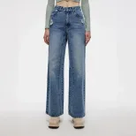 Wide Leg Vintage Denim Trousers Womens Autumn Fashion Casual Wear Wholesale Available OEM ODM se