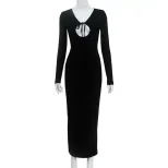 Sexy Hollow Back Long Sleeve Bodycon Dress European Style Lace Up Design Perfect for Parties Who