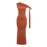 Sleeveless Bodycon Dress Solid Color Comfortable Fit Sexy Asymmetrical Shoulder Spring Summer Ca