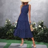 Casual Fashion Polka Dot Dress Round Neck Short Sleeve Comfortable Fabric Ideal for Summer Outin