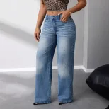 Loose Fit Wide Leg Denim Pants High Quality Fabric Casual Style Trendy Design Perfect for Everyd