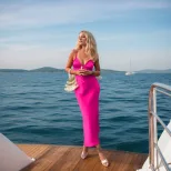 Halter Neck Midi Dress Sexy Design Fuchsia Color Spring Summer Style Perfect for Beach Vacations