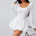 Womens White Bodycon Mini Dress High Waist Slim Fit Simple Design Spring Summer Fashion Wholesal