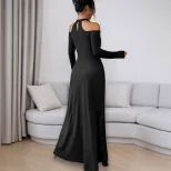 Elegant Black Lace Bodycon Dress for Women Long Sleeve Slim Fit Spring Summer Style Wholesale Av
