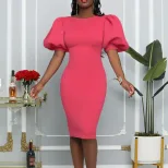 Summer Womens Dress Puff Sleeve Bodycon Fit Elegant Party Style Available in Various Colors Whol