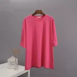 Womens Loose Fit Cotton Short Sleeve T Shirt Comfortable Round Neck Solid Color Summer Style Who