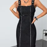 Casual Denim Slip Dress Womens Fashion Sleeveless Comfortable Fit Trendy Style Perfect for Summe