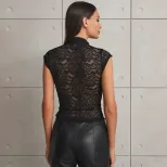 Lace Sheer Button Up Top Slim Fit Elegant Design Sexy Style Perfect for Evening Wear Wholesale A