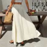 High Waisted Flared Maxi Skirt Lightweight Versatile Flattering Summer Vacation Beachwear Wholes