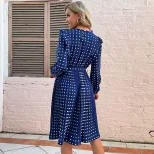 Ruffled Long Sleeve Polka Dot Dress Fashionable Autumn Winter Style Perfect for Casual or Formal