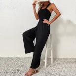 Black Wide Leg Jumpsuit Casual Comfortable Summer Fashion Perfect for Vacation or Everyday Wear Wholesale Availa