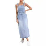 Denim Midi Dress Waist Defining Sleeveless Trendy Design Casual Wear for Summer Wholesale Availa