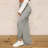 Womens Solid Color Bodycon Maxi Skirt Slim Fit Elegant Style Perfect for Spring and Summer Whole