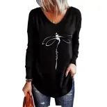 Womens V Neck Long Sleeve T Shirt Loose Fit Summer Style Bamboo Fiber Fabric Wholesale Available