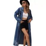 Vintage Slim Fit Long Sleeve Denim Dress for Women Waist Defining Stylish Comfortable Perfect fo