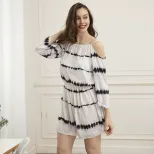 Womens Tie Dye Striped Dress Black and White Sleeveless Casual Summer Style Wholesale Available