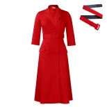 Double Breasted Blazer Dress Elegant Solid Color Mid Length Fashionable Design Perfect for Offic