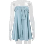 Satin Strapless Bodycon Dress Solid Color Sleeveless Trendy Street Style Spring Summer Fashion W