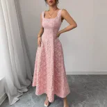 Summer Sleeveless Dress Square Neck Casual Fit Lightweight Fabric Perfect for Beach or Outdoor E
