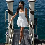 Fashionable Solid Color Backless A Line Dress Comfortable Sleeveless Spaghetti Strap Perfect for