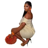 Elegant Womens Bodycon Dress Solid Color Off Shoulder Sleeveless Chic Style Perfect for Parties