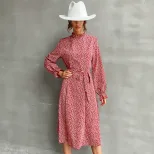 Long Sleeve Floral Print Bodycon Dress for Women High Neck Slim Fit Elegant Style Perfect for Pa