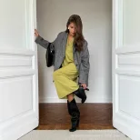 Long Sweater Dress Soft Fabric Scissor Collar Loose Fit Elegant Style Autumn Winter Fashion Whol