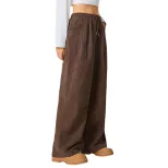 Womens Summer Wide Leg Trousers Stretchy Wrinkle Free Elastic Waist Casual Street Style Wholesal