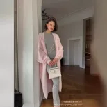 Womens Sweater Set Loose Fit Long Cardigan Faux Fur Side Slit Skirt Autumn Winter Fashion Wholes