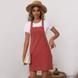 Summer Womens Fashion Red Loose Fit Mini Dress with Straps Trendy Style for Casual Outings Whole