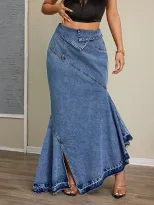 Slim Fit Long Denim Mermaid Skirt High Waist Butt Lifting Elegant Design Perfect for Casual and