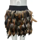 Color Block Feathered Midi Skirt Elastic Waist A Line Irregular Hem Summer Fashion for Women Who