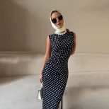 Sleeveless Polka Dot Dress Slim Fit Elegant Bodycon Style Perfect for Summer Events Wholesale Av