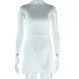Casual Sleeveless Dress Solid Color Round Neck Waist Defined Pocket Detail Elegant for Summer Ev