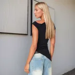 Womens Sleeveless T Shirt Sexy Asymmetrical Neckline Chic Style Spring Summer Fashion Wholesale