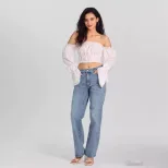 High Waisted Straight Leg Jeans for Women Stretch Denim Casual Style Trendy Fashion Wholesale Av